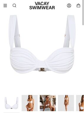 Vacay Swimwear White Ruched Bikini Top from VacaySwimwear